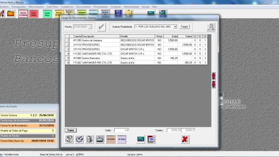 Presupuesto & Bancos - Movimientos Diarios