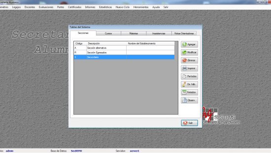Secretaria de Alumnos - Tablas