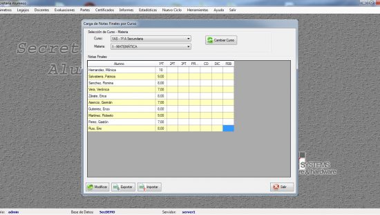 Secretaria de Alumnos - Notas Finales